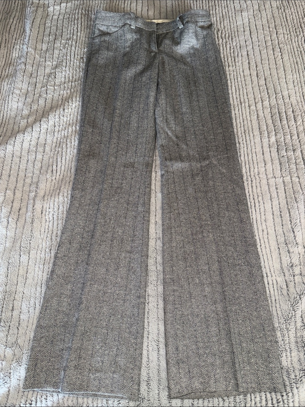 Express Gray Herringbone Wide-Leg Trousers